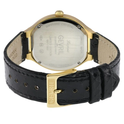 Pre-owned Gevril Women's 11227 Lugano Swiss Quartz Diamond Black Mop Dial Leather Watch