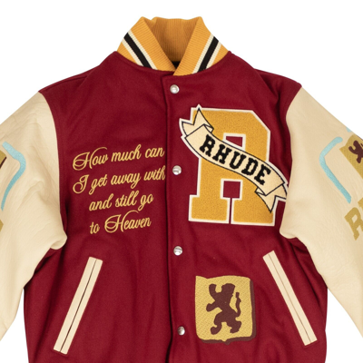 Pre-owned Rhude Bordoux & Creme Le Valley Varsity Jacket Size L $3350 In Multicolor