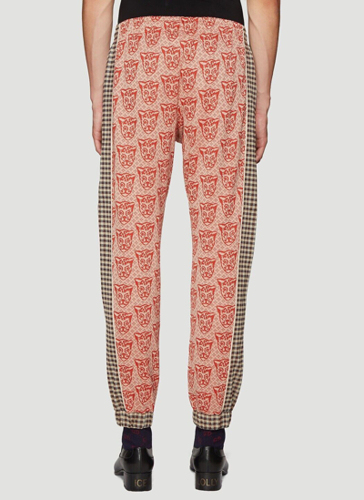 Pre-owned Gucci ?70% Off? [sale]  Houndstooth Cat Print Track Pants Sz. Us28 In Orange
