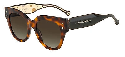 Pre-owned Carolina Herrera Ch 0008/s Havana/brown Shaded 52/19/145 Women Sunglasses