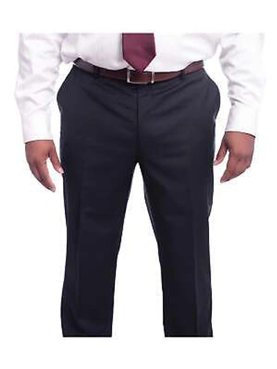 Pre-owned Label M Men's Classic Fit Solid Navy Two Button 100% Wool Suit In Blue