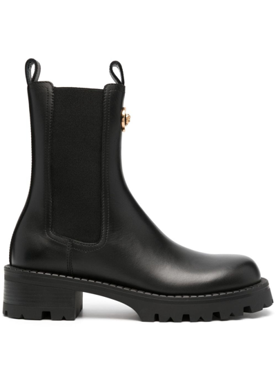 Shop Versace Vagabond Leather Chelsea Boots In Nero