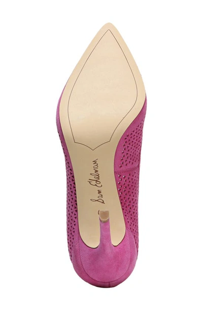 Shop Sam Edelman Hazel Pointed Toe Pump In Hot Pink Perforated