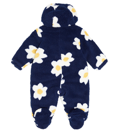Shop Bobo Choses Baby Floral Hooded Onesie In Blue