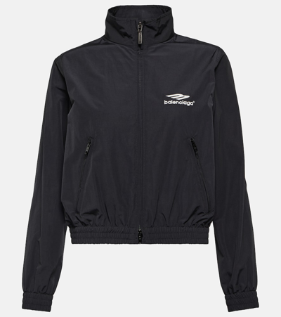 Shop Balenciaga 3b Sports Icon Poplin Track Jacket In Black