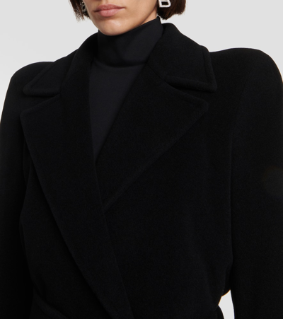 Shop Balenciaga Cashmere And Wool-blend Coat In Black