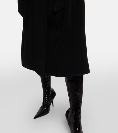 Shop Balenciaga Cashmere And Wool-blend Coat In Black