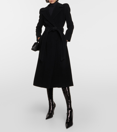 Shop Balenciaga Cashmere And Wool-blend Coat In Black