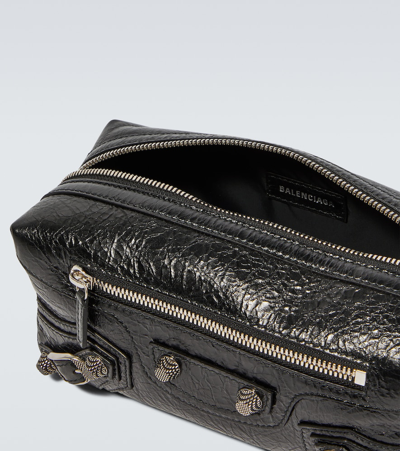 Shop Balenciaga Le Cagole Leather Toiletry Bag In Black