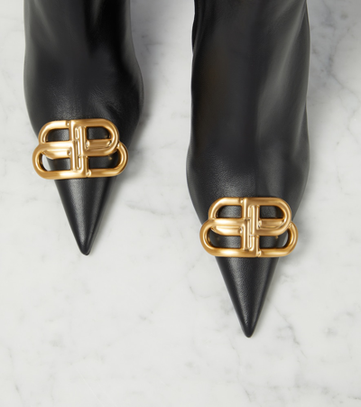 Balenciaga Black Nappa Leather Squared Knife Bb Boots In Black