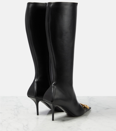 Shop Balenciaga Knife Bb Leather Knee-high Boots In Black