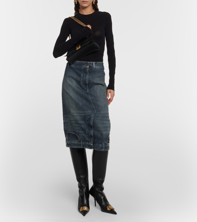 Balenciaga Black Nappa Leather Squared Knife Bb Boots In Black
