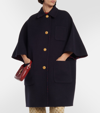 Shop Gucci Reversible Wool And Silk Coat In Multicoloured