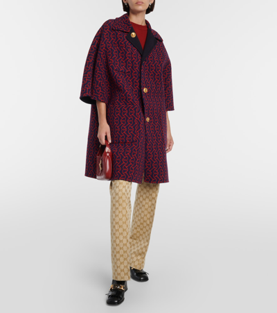 Shop Gucci Reversible Wool And Silk Coat In Multicoloured