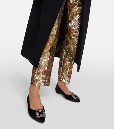 Manolo Blahnik 10mm Hangisi Fmc Velvet Flats In Black