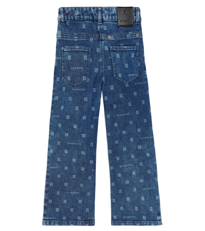 Shop Givenchy 4g Cotton-blend Wide-leg Jeans In Blue
