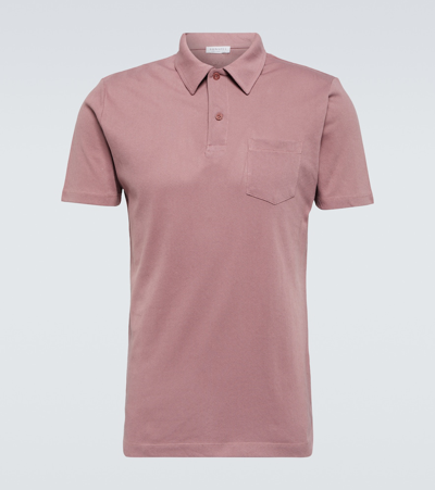 Shop Sunspel Riviera Cotton Polo Shirt In Pink