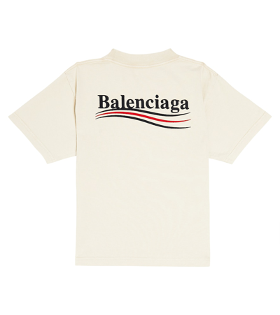 Shop Balenciaga Logo Cotton Jersey T-shirt In Beige