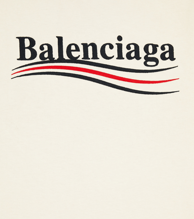 Shop Balenciaga Logo Cotton Jersey T-shirt In Beige