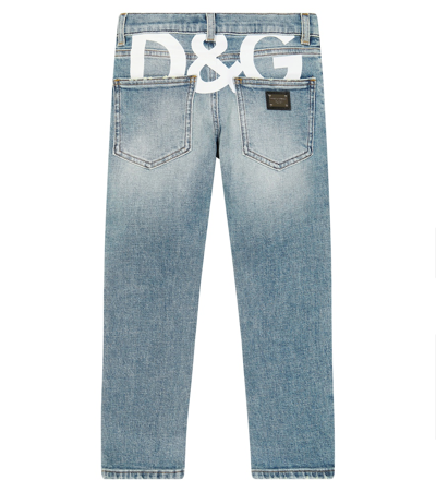 Shop Dolce & Gabbana Logo Straight Jeans In Blue
