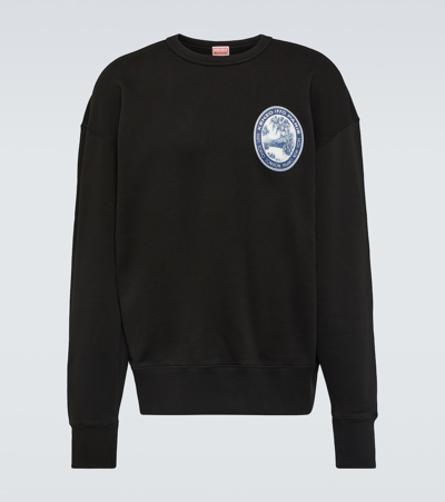 Shop Kenzo Logo Cotton Jersey Sweatshirt In Black