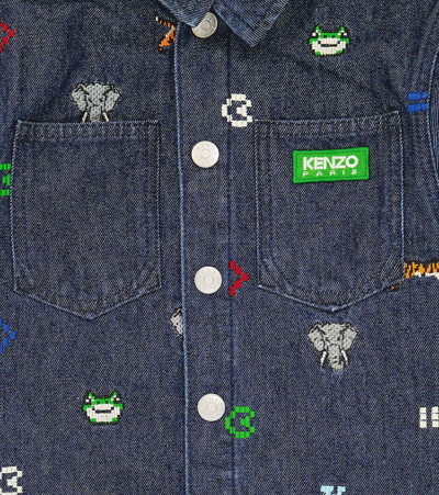 Shop Kenzo Jungle Game Denim Jacket In Blue