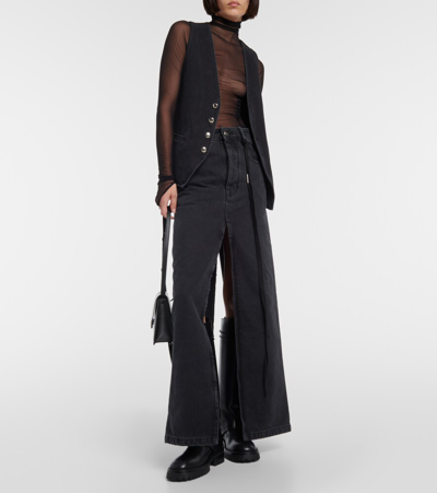 Shop Ann Demeulemeester Denim Waistcoat In Black