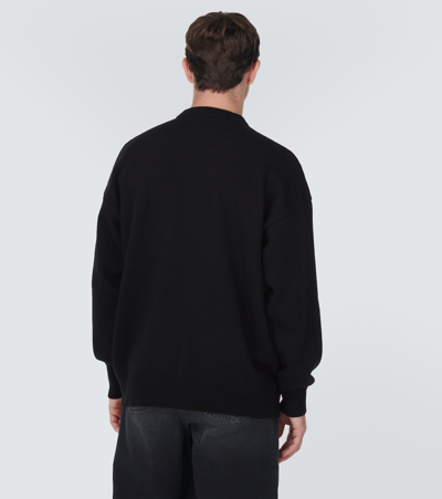 Shop Balenciaga Logo Cashmere And Wool Sweater In Black