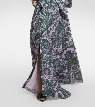Shop Carolina Herrera Belted Silk Gown In Purple