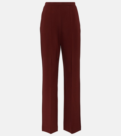 Shop Max Mara Lido Crêpe Straight Pants In Red