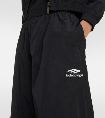 Shop Balenciaga 3b Sports Icon Poplin Track Pants In Black