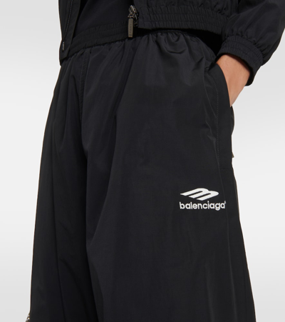 Balenciaga 3b Sports Icon Poplin Track Pants In Black