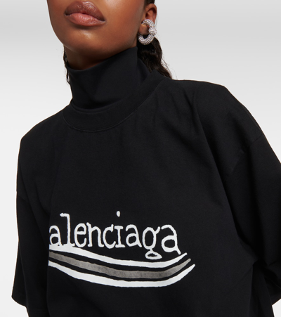 Shop Balenciaga Logo Cotton Jersey T-shirt In Black