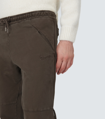 Shop Jacquemus Le Jogging Camargue Cotton Fleece Sweatpants In Brown