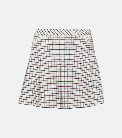 格纹褶裥针织网球半身裙