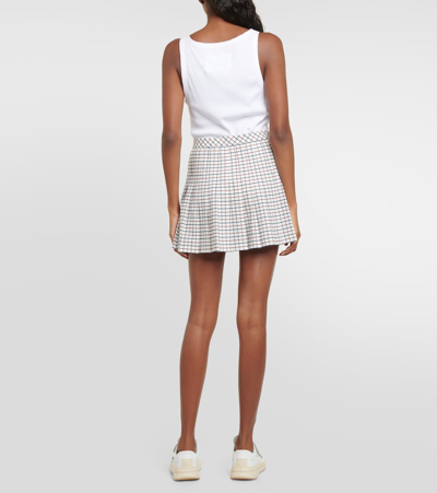 Shop Tory Sport Checked Pleated Jersey Tennis Skirt In Multicoloured