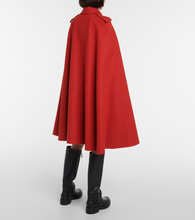 Shop Gucci Caped Wool Coat In Red