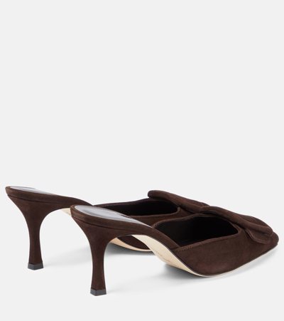 Manolo Blahnik Maysale 70 Suede Mules In Neutrals