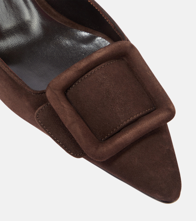 Manolo Blahnik Maysale 70 Suede Mules In Neutrals