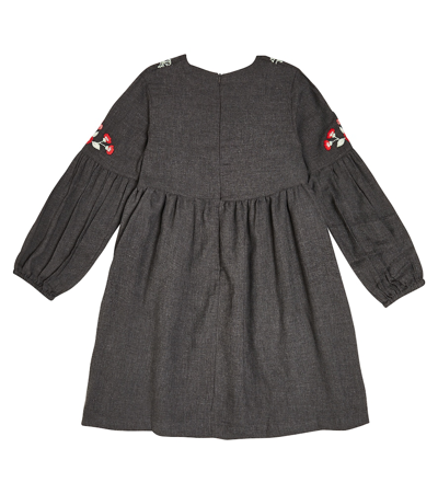 Shop Tartine Et Chocolat Embroidered Cotton-blend Dress In Grey