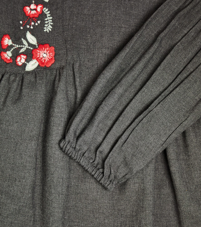 Shop Tartine Et Chocolat Embroidered Cotton-blend Dress In Grey