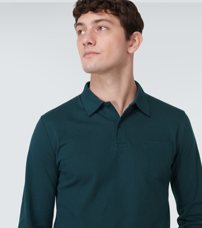 Shop Sunspel Riviera Cotton Polo Shirt In Green