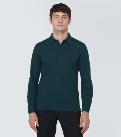 Shop Sunspel Riviera Cotton Polo Shirt In Green