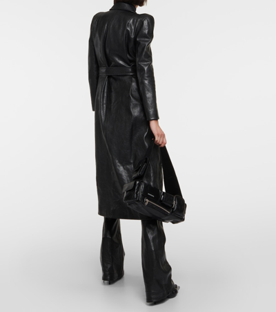 Shop Balenciaga Leather Trench Coat In Black