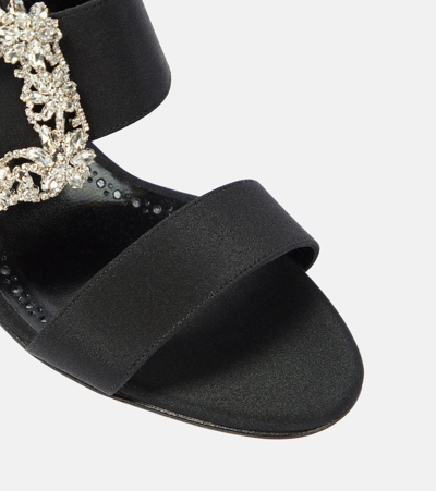 Manolo Blahnik Laali 90 Embellished Buckle Satin Mules In Black