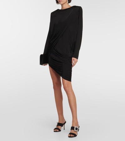 Manolo Blahnik Laali 90 Embellished Buckle Satin Mules In Black