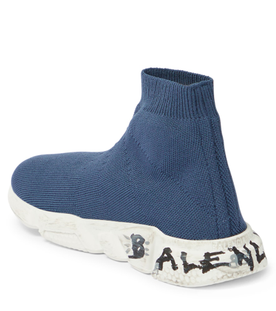 Shop Balenciaga Speed Graffiti Sneakers In Blue