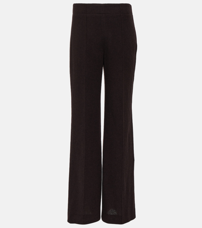 Shop Chloé Wool And Cashmere Straight-leg Pants In Brown