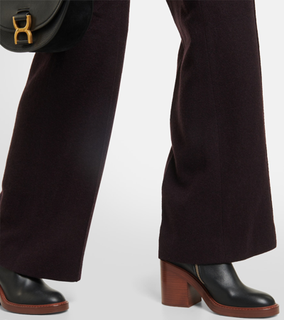 Shop Chloé Wool And Cashmere Straight-leg Pants In Brown