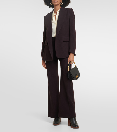 Shop Chloé Wool And Cashmere Straight-leg Pants In Brown